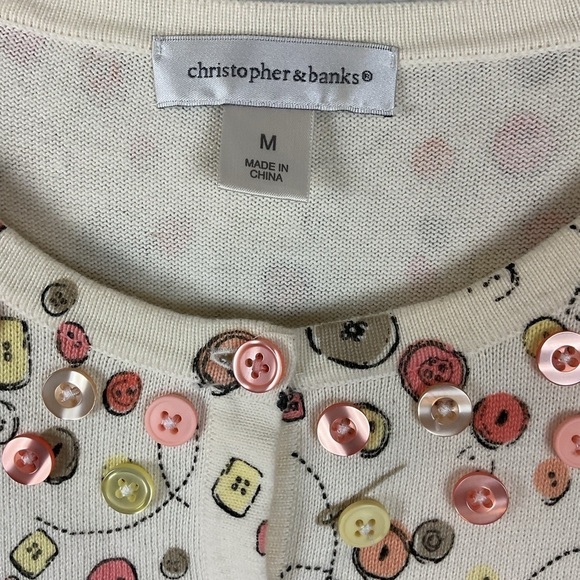 Women’s Christopher & Banks Button Sewing Design Button Up Cardigan Size Medium - Picture 7 of 7